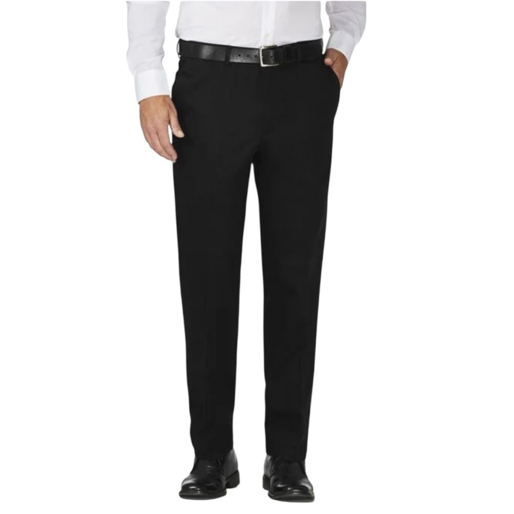 Haggar Classic Fit Men's Black Dress Pants. Creased Flat Front. 36x30 #1543